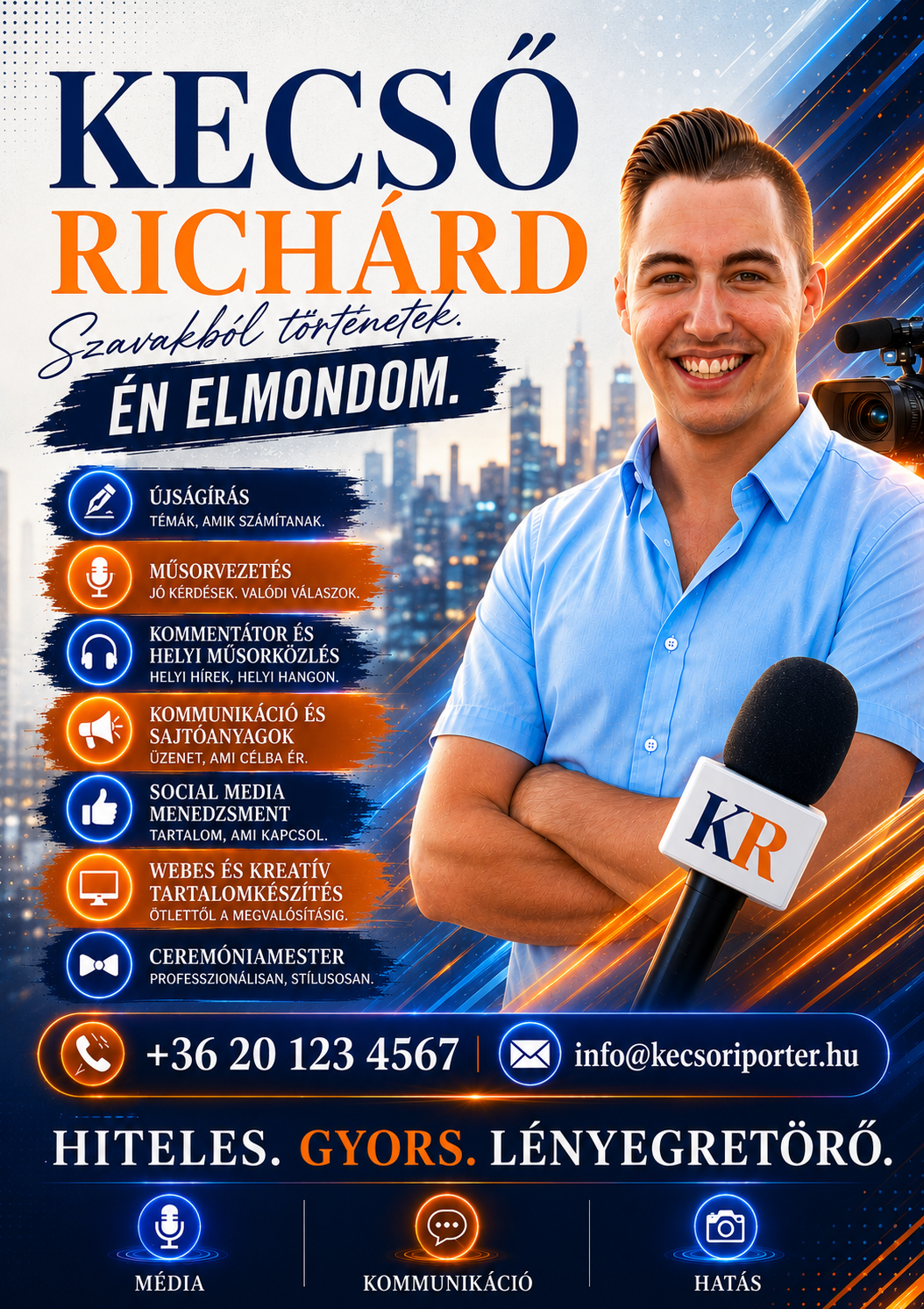 Kecső Richárd szolgáltatásait bemutató plakát